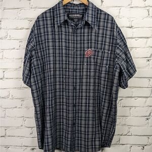 Vintage y2k pelle pelle short sleeve shirt black and blue checks Large